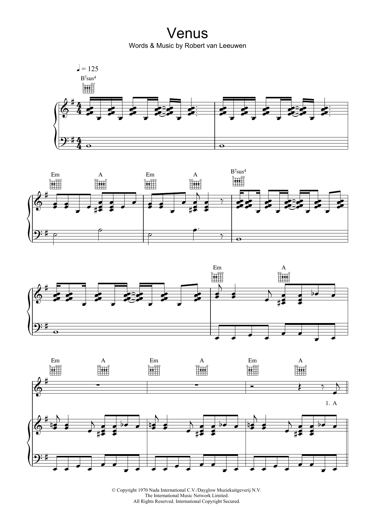 Bananarama Venus sheet music notes and chords. Download Printable PDF.