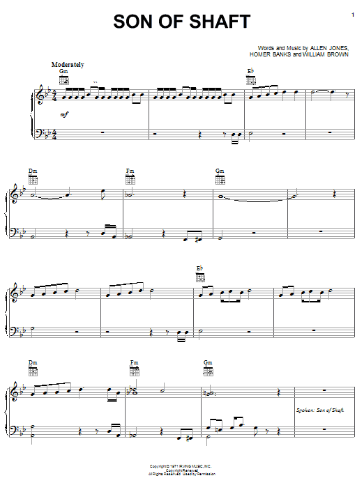 Learn to play The Bar-Kays Son Of Shaft sheet music for Piano, Vocal & Guitar Chords (Right-Hand Melody) in minutes. Price: 7.8900$ The Bar-Kays Son Of Shaft sheet music notes and chords arranged for Piano, Vocal & Guitar Chords (Right-Hand Melody)