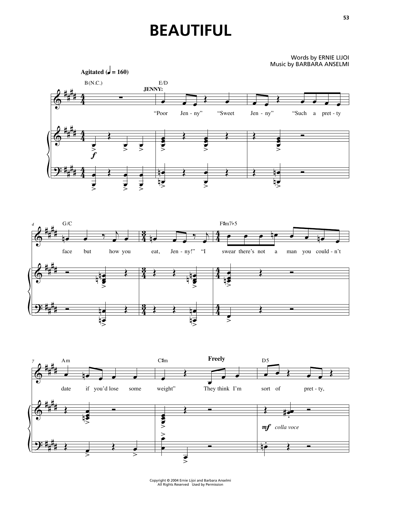 Learn to play Barbara Anselmi & Ernie Lijoi Beautiful sheet music for Piano & Vocal in minutes. Price: 7.8900$ Barbara Anselmi & Ernie Lijoi Beautiful sheet music notes and chords arranged for Piano & Vocal