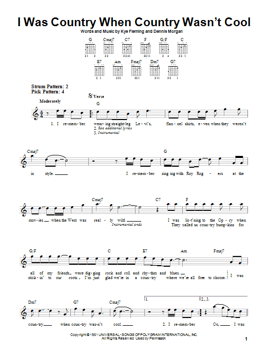 Barbara Mandrell I Was Country When Country Wasn't Cool sheet music notes and chords. Download Printable PDF.