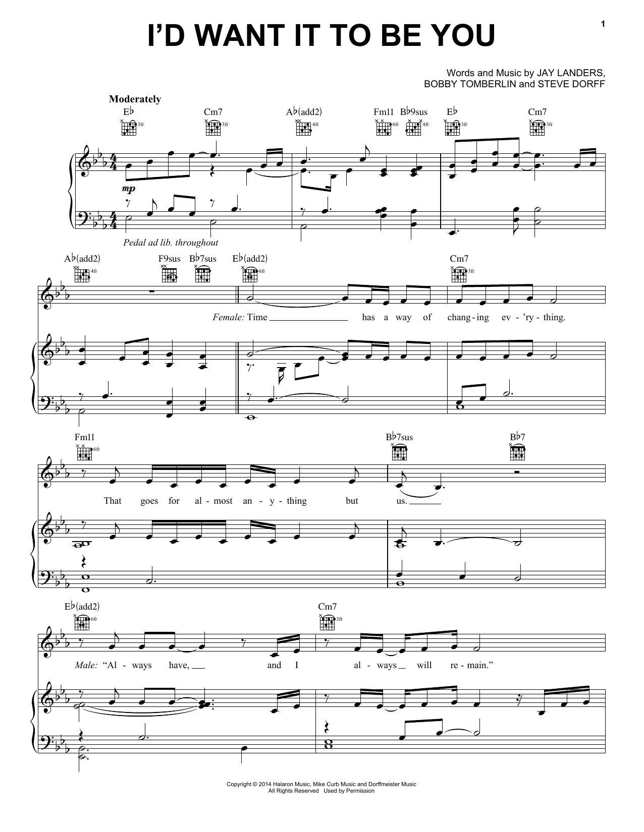 Barbara Streisand I'd Want It To Be You sheet music notes and chords. Download Printable PDF.