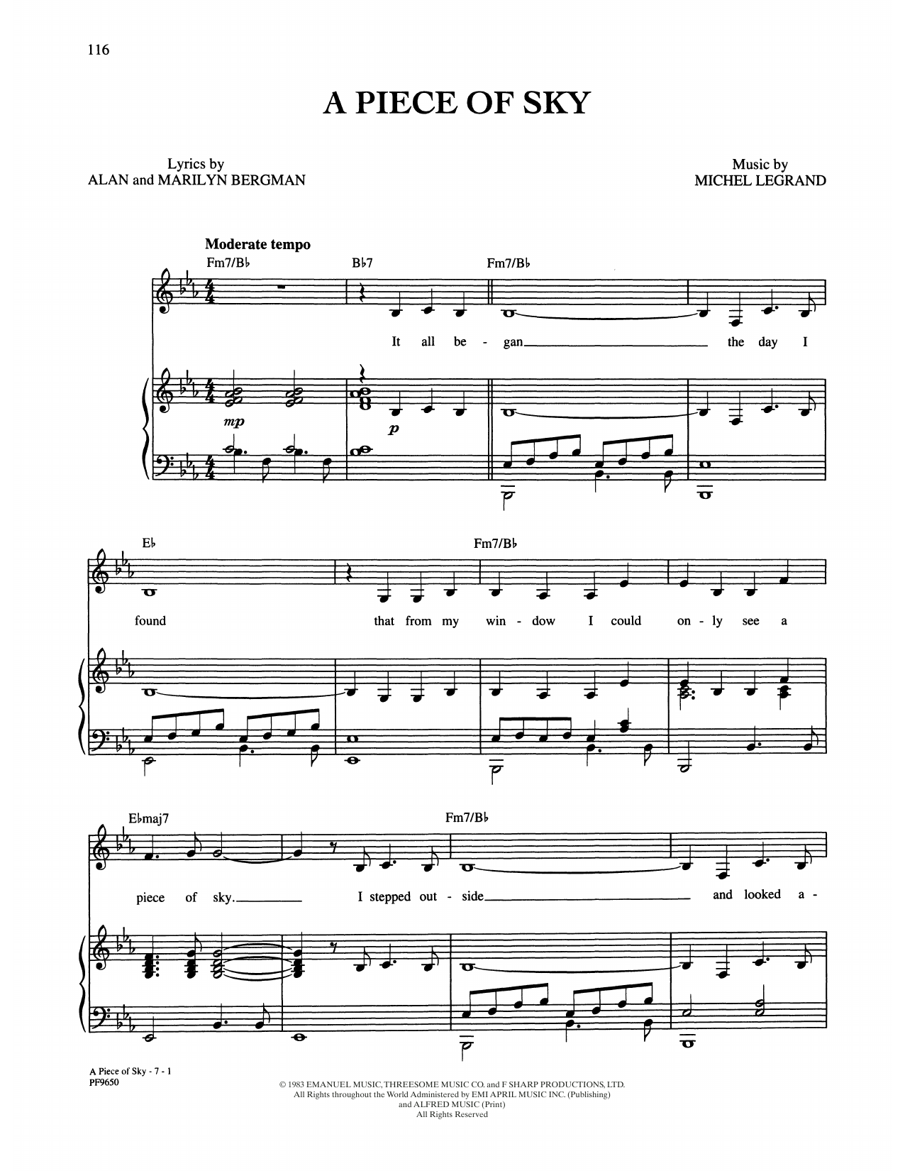 Barbra Streisand A Piece Of Sky (from Yentl) sheet music notes and chords. Download Printable PDF.