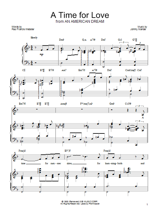 Barbra Streisand A Time For Love sheet music notes and chords. Download Printable PDF.