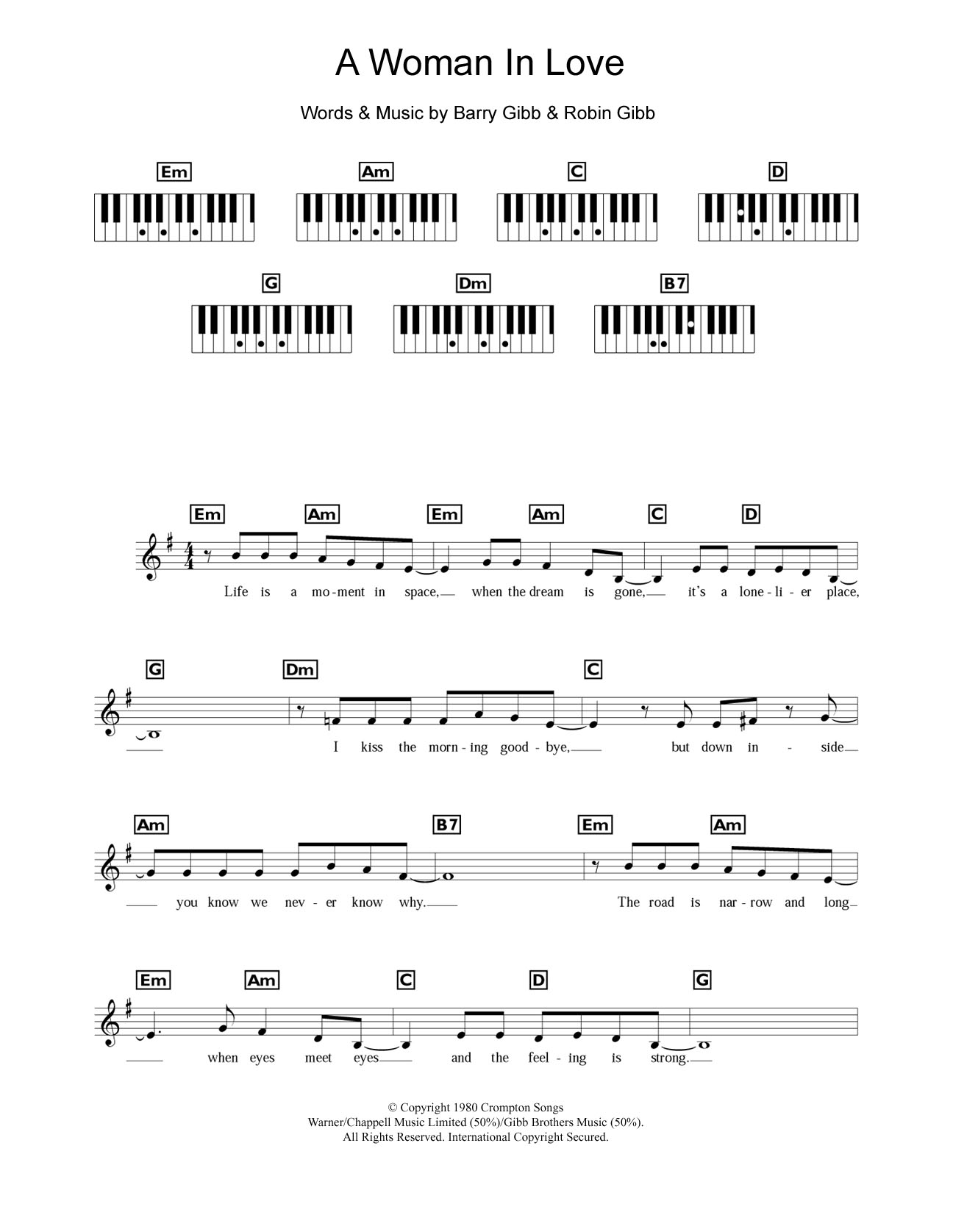 Barbra Streisand A Woman In Love sheet music notes and chords. Download Printable PDF.