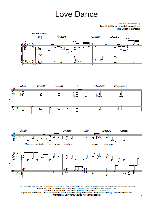 Learn to play Barbra Streisand Love Dance sheet music for Piano, Vocal & Guitar Chords (Right-Hand Melody) in minutes. Price: 6.9900$ Barbra Streisand Love Dance sheet music notes and chords arranged for Piano, Vocal & Guitar Chords (Right-Hand Melody)