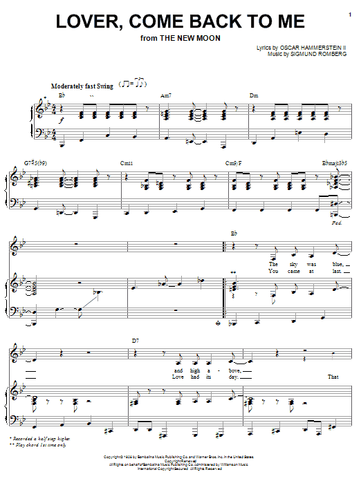 Learn to play Barbra Streisand Lover, Come Back To Me sheet music for Piano, Vocal & Guitar Chords (Right-Hand Melody) in minutes. Price: 7.8900$ Barbra Streisand Lover, Come Back To Me sheet music notes and chords arranged for Piano, Vocal & Guitar Chords (Right-Hand Melody)