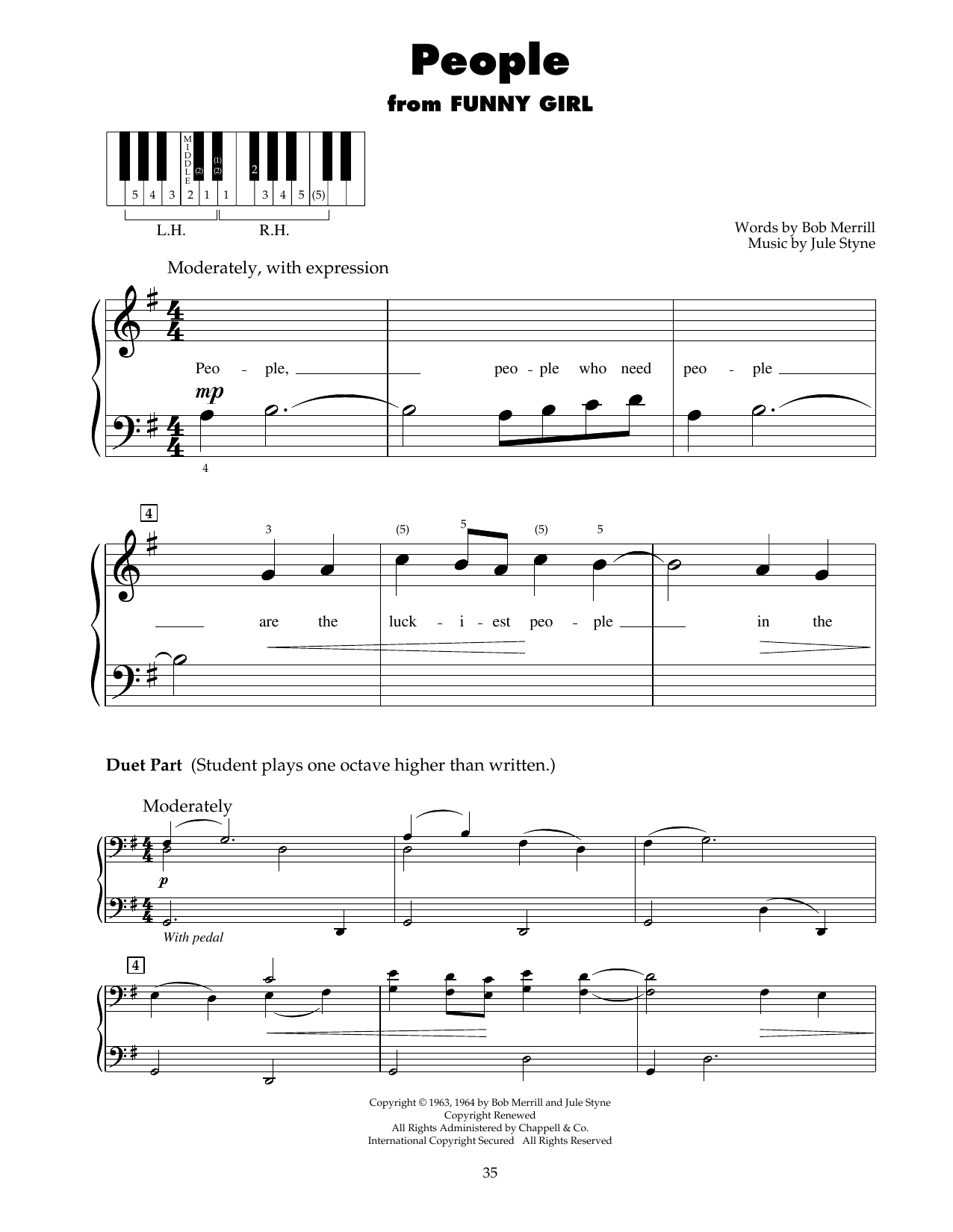 Barbra Streisand People (from Funny Girl) sheet music notes and chords. Download Printable PDF.