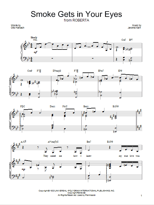 Barbra Streisand Smoke Gets In Your Eyes sheet music notes and chords. Download Printable PDF.