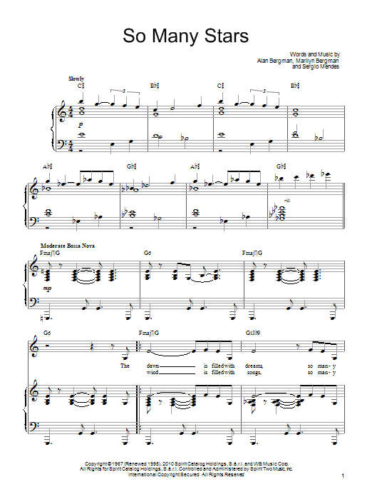 Learn to play Barbra Streisand So Many Stars sheet music for Piano, Vocal & Guitar Chords (Right-Hand Melody) in minutes. Price: 7.8900$ Barbra Streisand So Many Stars sheet music notes and chords arranged for Piano, Vocal & Guitar Chords (Right-Hand Melody)