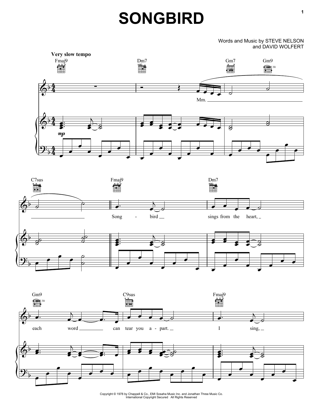 Barbra Streisand Songbird sheet music notes and chords. Download Printable PDF.