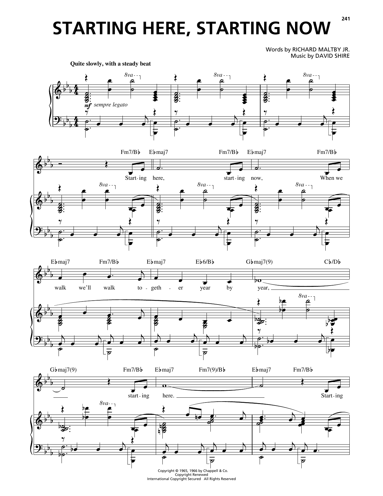 Barbra Streisand Starting Here, Starting Now sheet music notes and chords. Download Printable PDF.