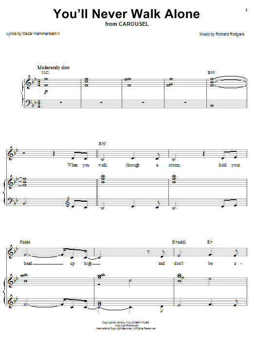 Barbra Streisand You'll Never Walk Alone sheet music notes and chords arranged for Piano, Vocal & Guitar Chords (Right-Hand Melody)