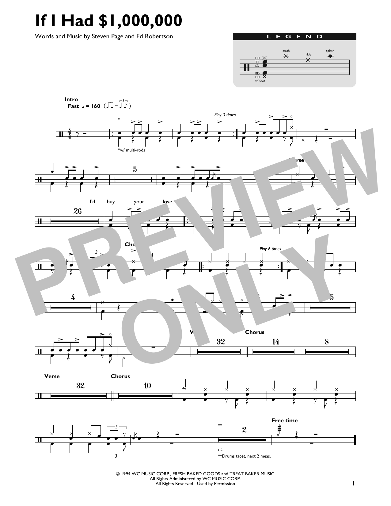 Barenaked Ladies If I Had $1,000,000 sheet music notes and chords. Download Printable PDF.