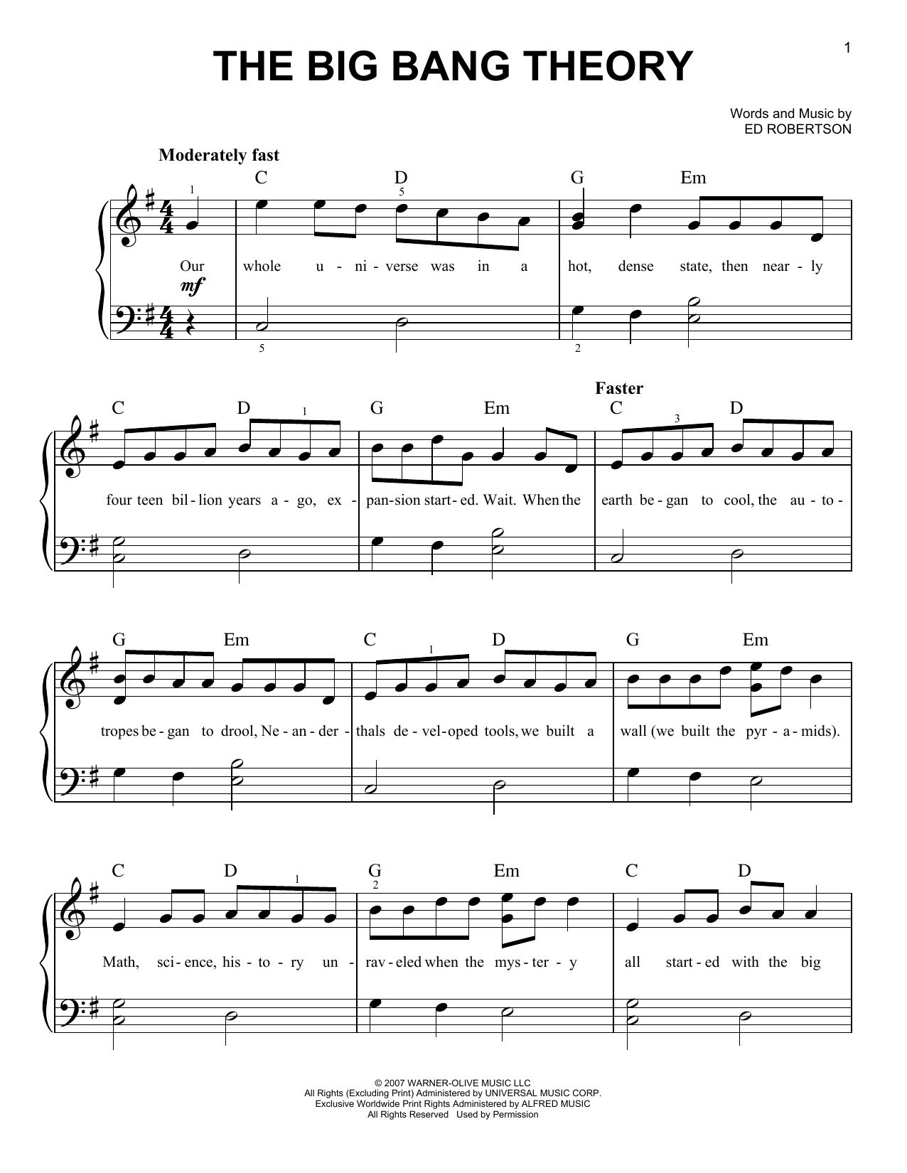 Barenaked Ladies The Big Bang Theory sheet music notes and chords. Download Printable PDF.