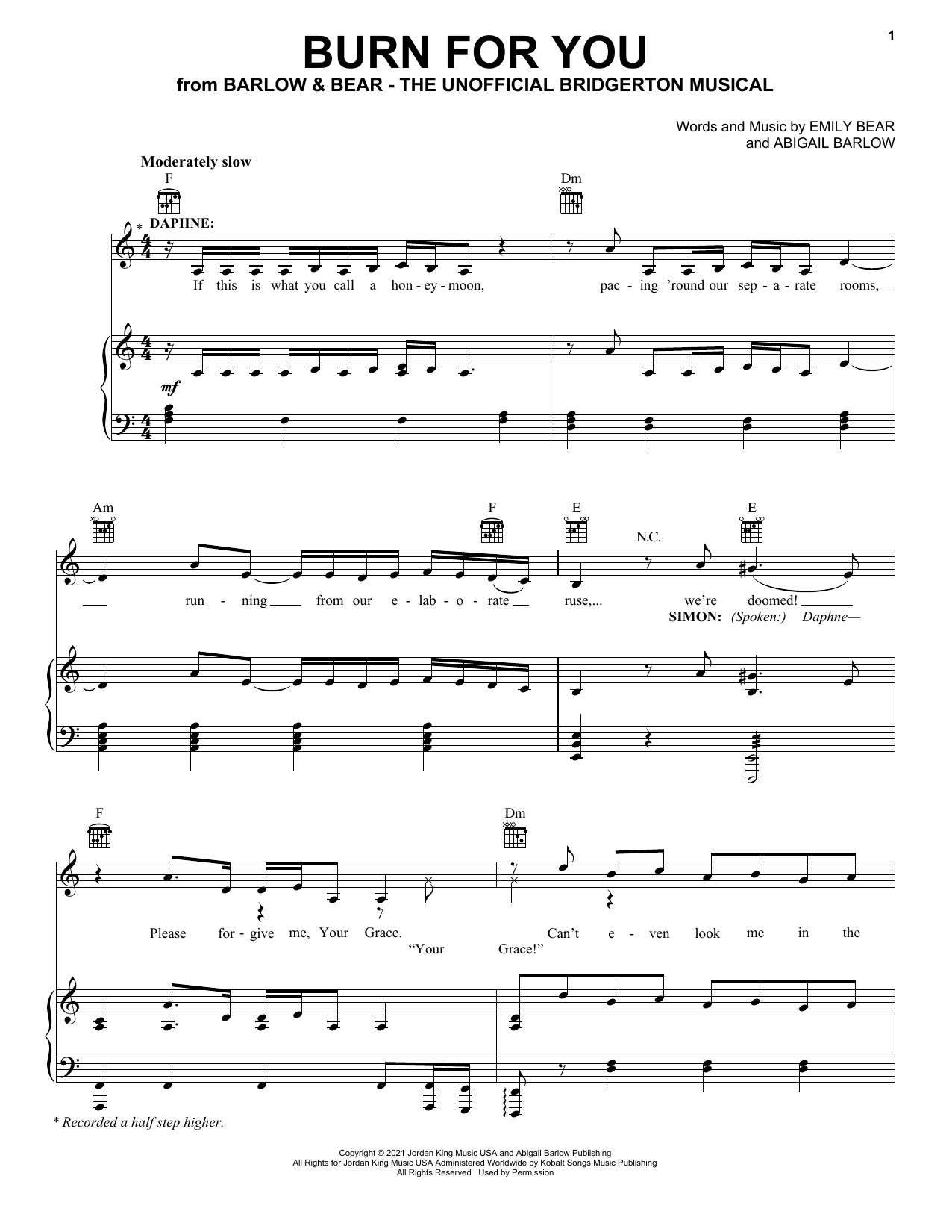 Barlow & Bear Burn For You (from The Unofficial Bridgerton Musical) sheet music notes and chords. Download Printable PDF.