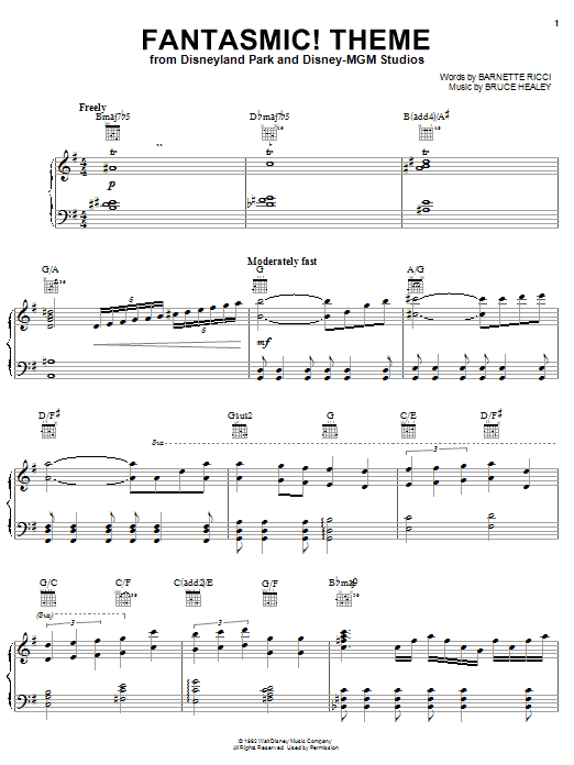 Barnette Ricci Fantasmic! Theme (from Disneyland Park and Disney-MGM Studios) sheet music notes and chords. Download Printable PDF.