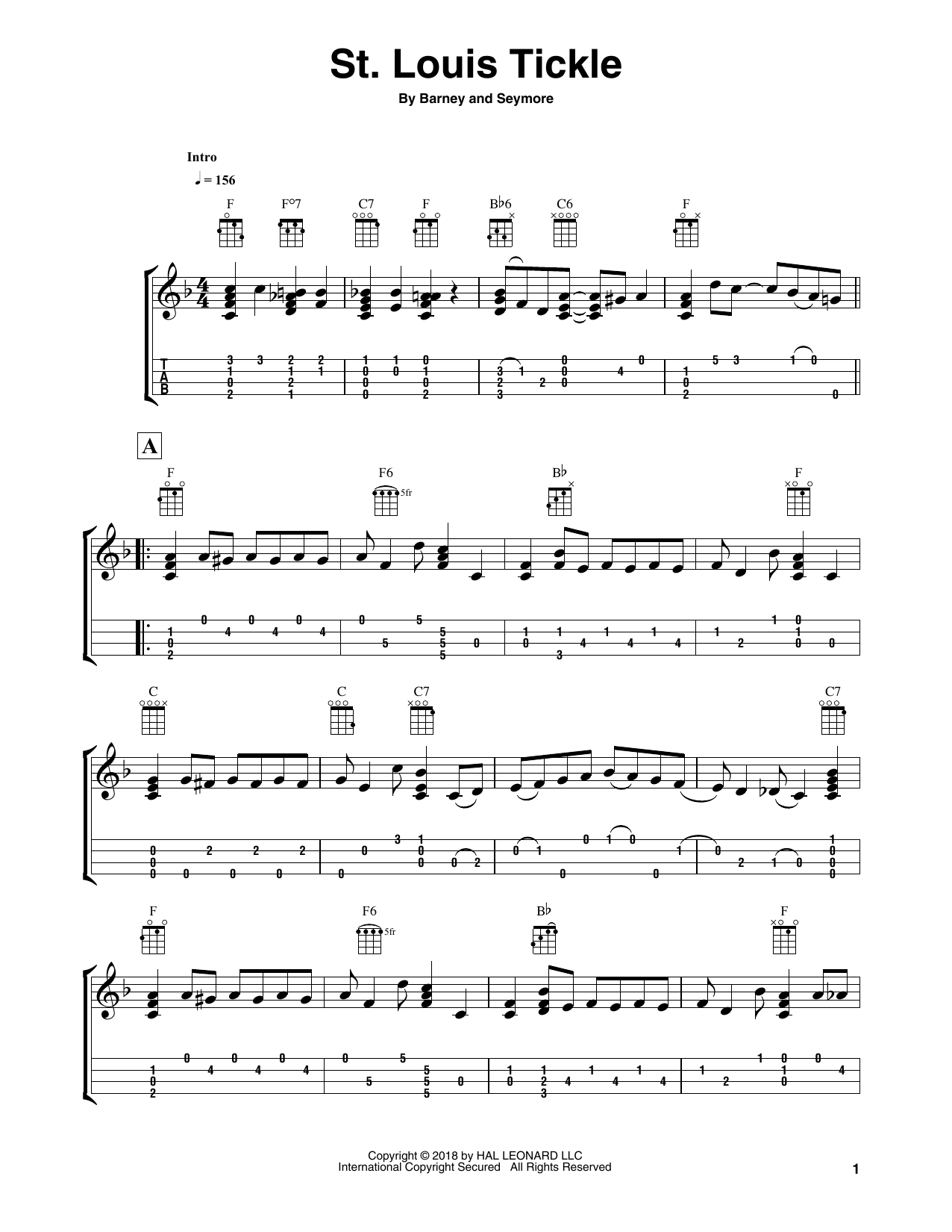 Fred Sokolow St. Louis Tickle sheet music notes and chords. Download Printable PDF.