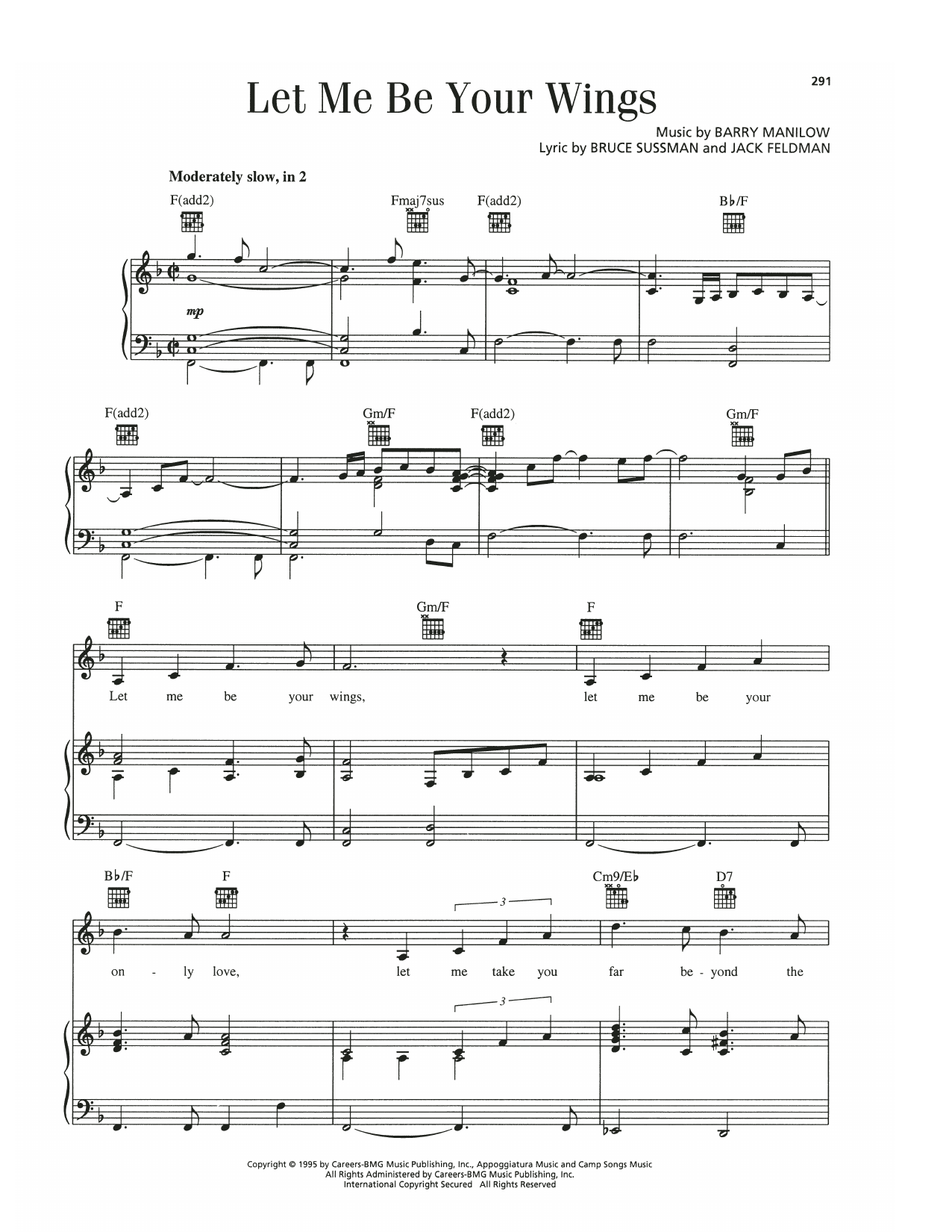 Barry Manilow Let Me Be Your Wings (from Thumbelina) sheet music notes and chords. Download Printable PDF.