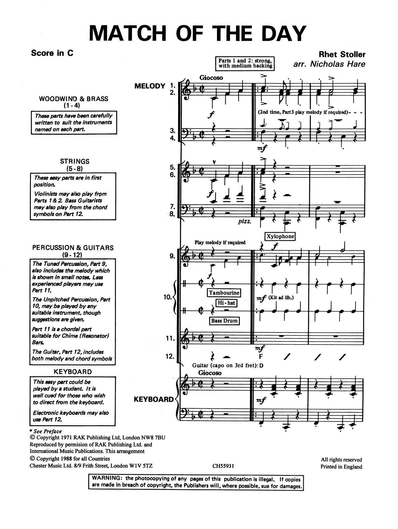 Barry Stoller Match Of The Day sheet music notes and chords. Download Printable PDF.