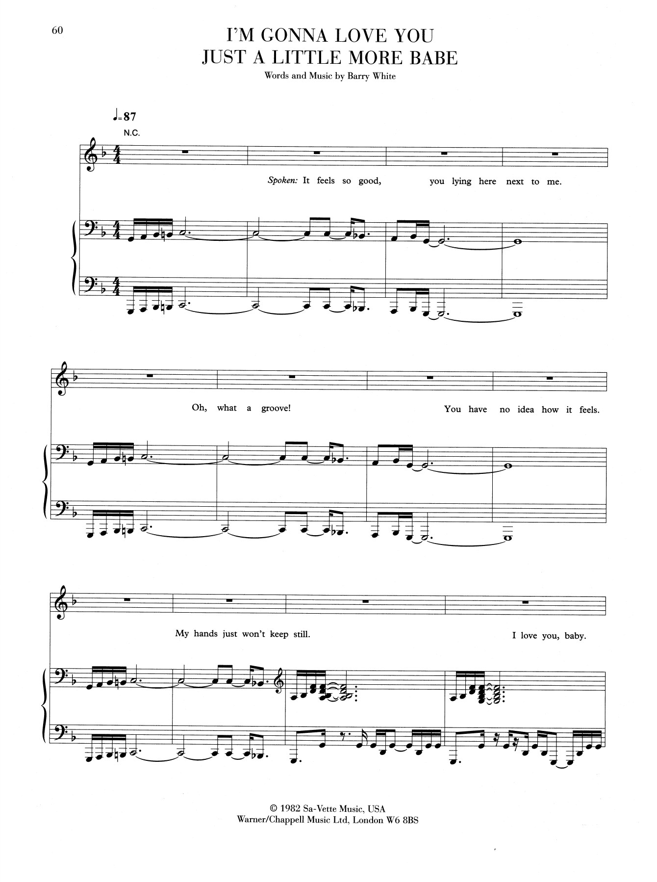 Barry White I'm Gonna Love You Just A Little Bit More Babe sheet music notes and chords. Download Printable PDF.