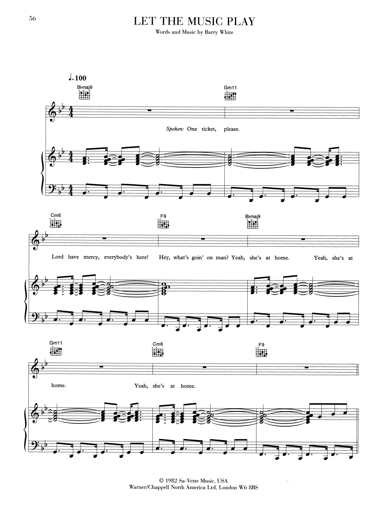 Barry White Let The Music Play sheet music notes and chords. Download Printable PDF.