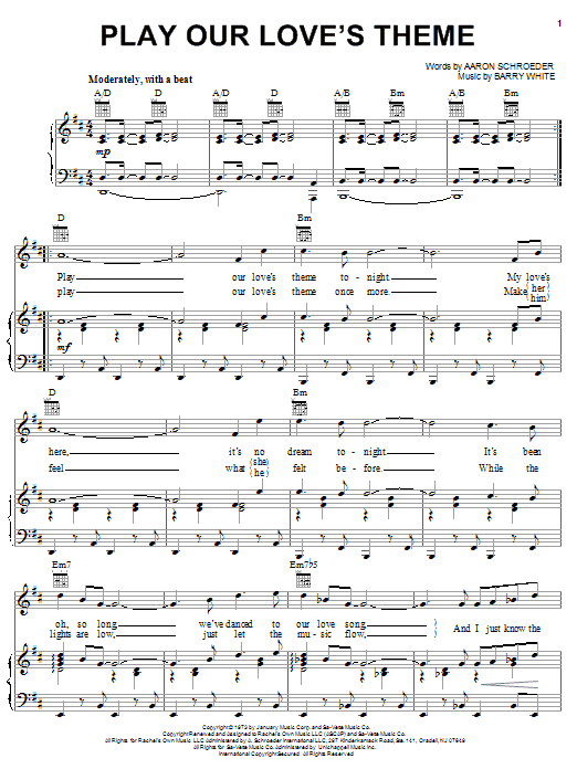 Barry White Play Our Love's Theme sheet music notes and chords. Download Printable PDF.