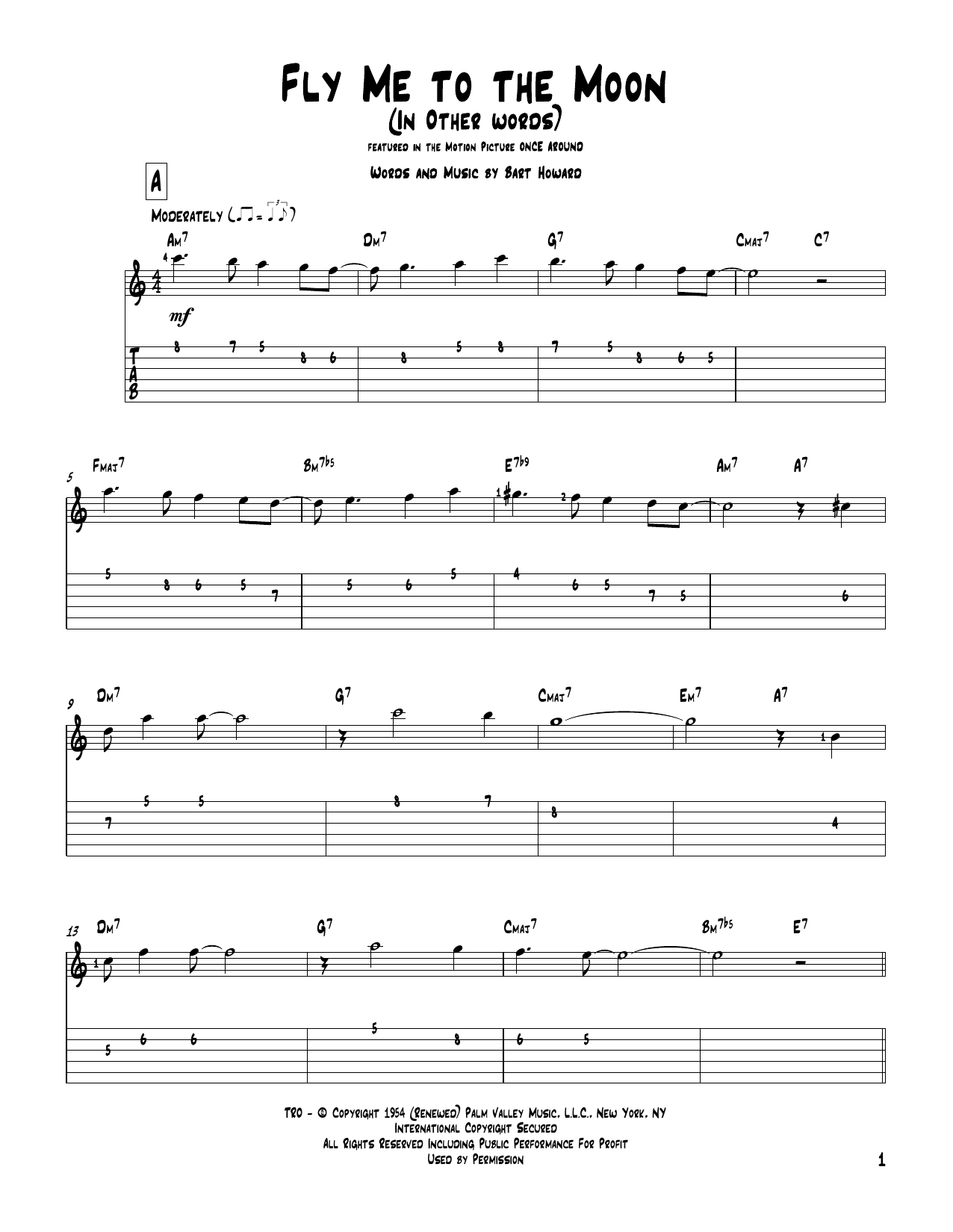 Bart Howard Fly Me To The Moon (In Other Words) sheet music notes and chords. Download Printable PDF.