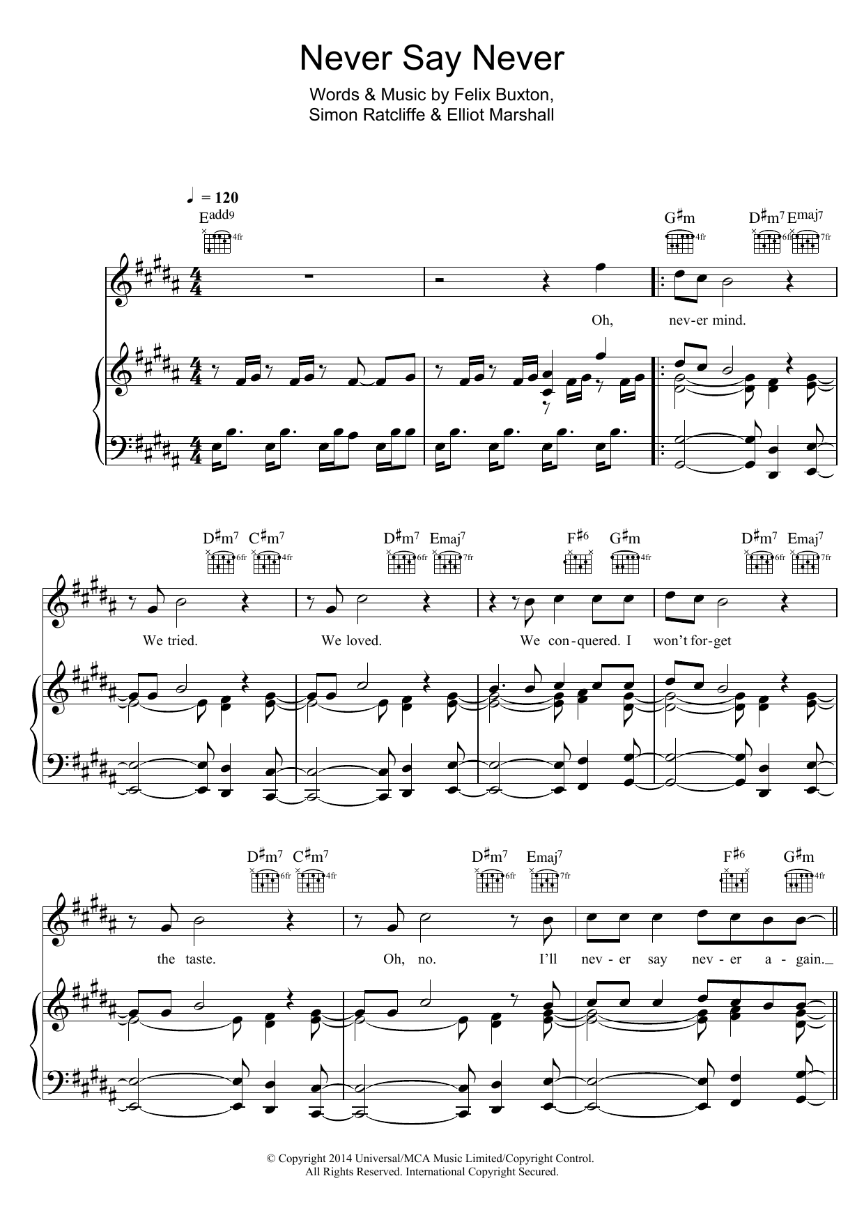 Learn to play Basement Jaxx Never Say Never sheet music for Piano, Vocal & Guitar Chords in minutes. Price: 7.8900$ Basement Jaxx Never Say Never sheet music notes and chords arranged for Piano, Vocal & Guitar Chords