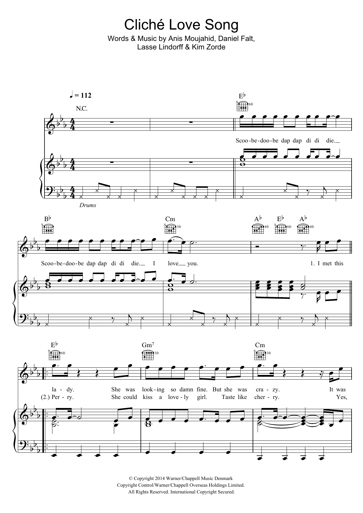 Learn to play Basim Cliche Love Song sheet music for Piano, Vocal & Guitar Chords in minutes. Price: 7.8900$ Basim Cliche Love Song sheet music notes and chords arranged for Piano, Vocal & Guitar Chords