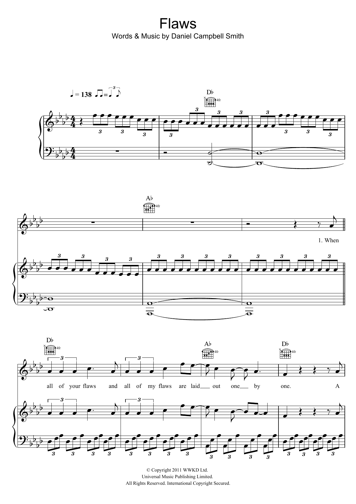 Learn to play Bastille Flaws sheet music for Piano, Vocal & Guitar Chords in minutes. Price: 7.8900$ Bastille Flaws sheet music notes and chords arranged for Piano, Vocal & Guitar Chords