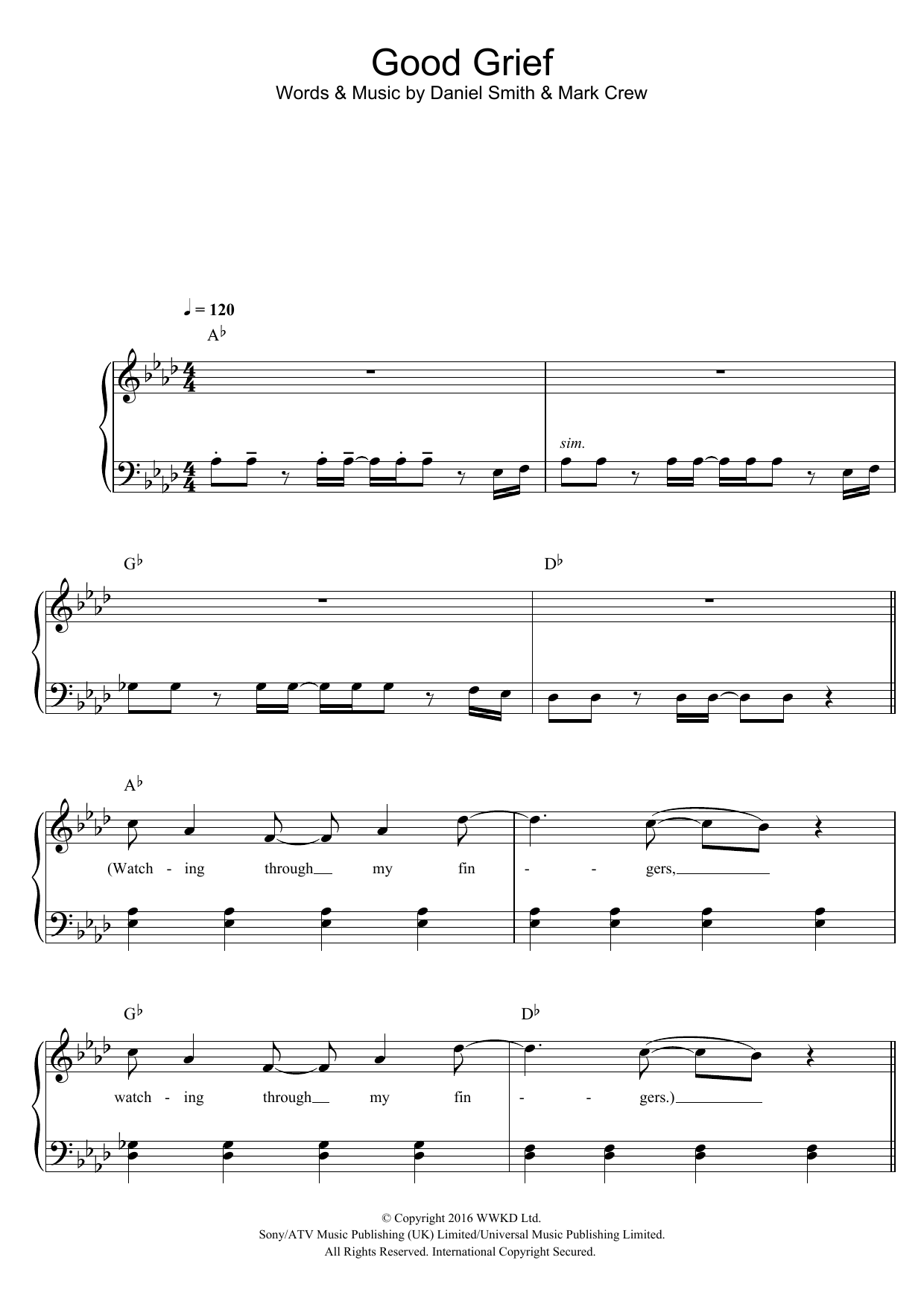 Bastille Good Grief sheet music notes and chords. Download Printable PDF.