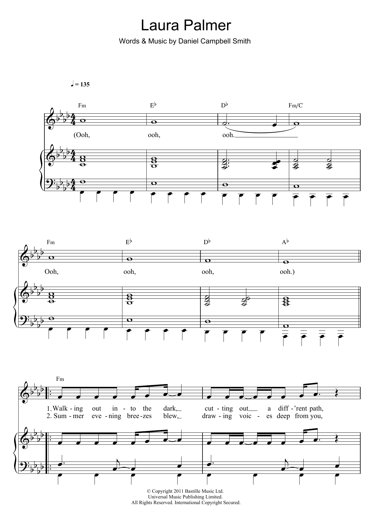 Learn to play Bastille Laura Palmer sheet music for Piano, Vocal & Guitar Chords in minutes. Price: 7.8900$ Bastille Laura Palmer sheet music notes and chords arranged for Piano, Vocal & Guitar Chords