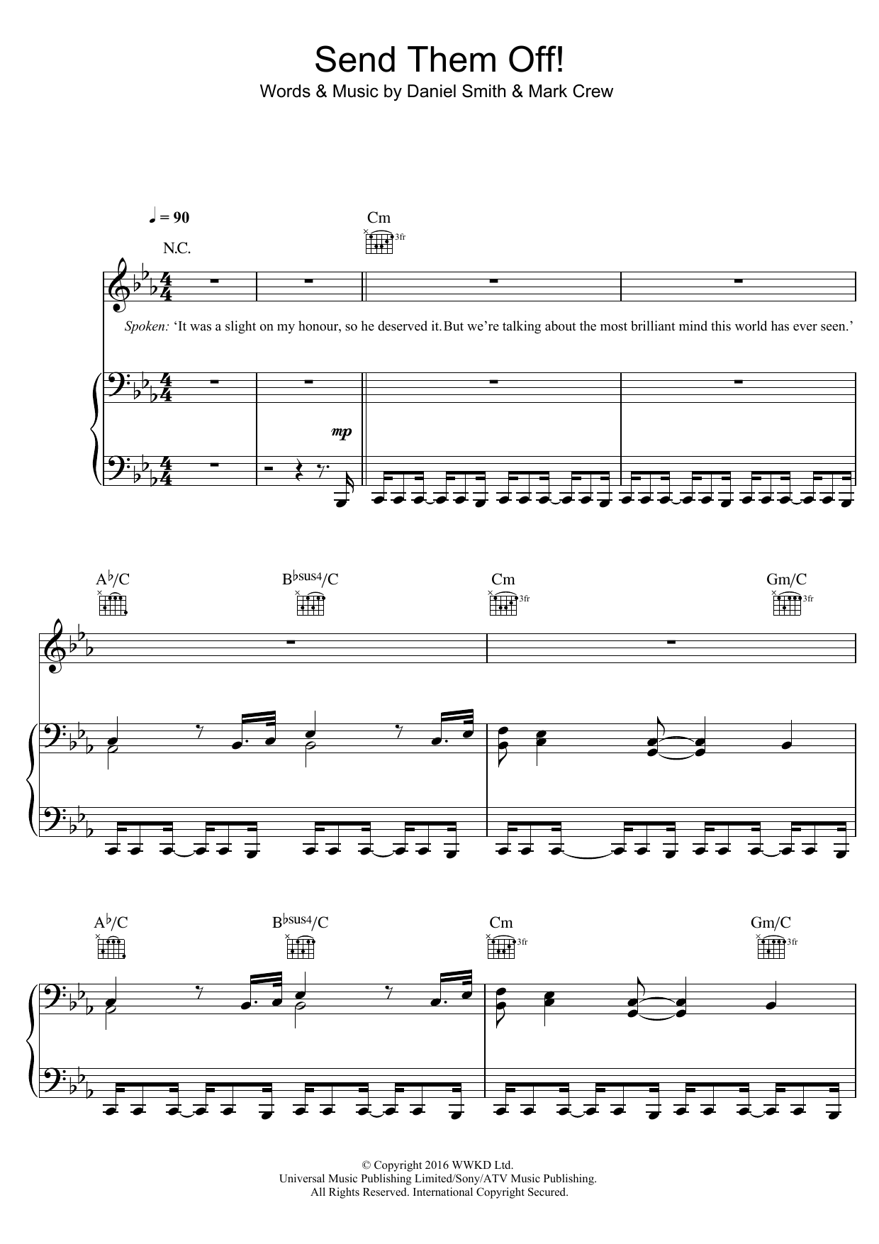 Learn to play Bastille Send Them Off sheet music for Piano, Vocal & Guitar Chords in minutes. Price: 7.8900$ Bastille Send Them Off sheet music notes and chords arranged for Piano, Vocal & Guitar Chords