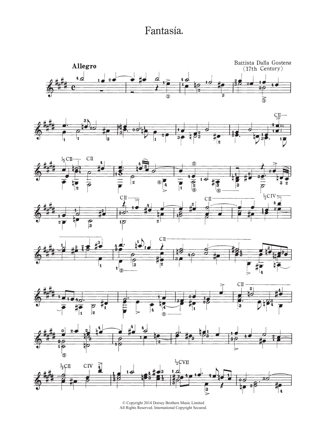 Battista Dalla Gostena Fantasia sheet music notes and chords. Download Printable PDF.