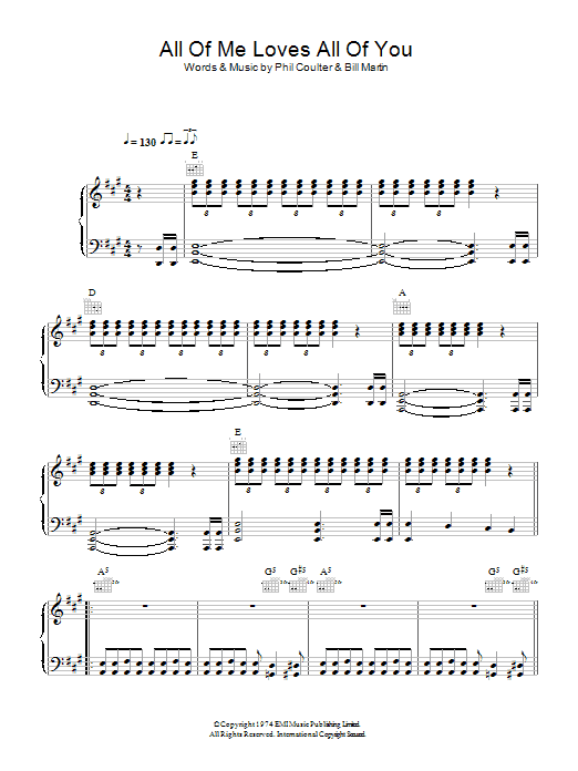 Learn to play Bay City Rollers All Of Me Loves All Of You sheet music for Piano, Vocal & Guitar Chords in minutes. Price: 7.8900$ Bay City Rollers All Of Me Loves All Of You sheet music notes and chords arranged for Piano, Vocal & Guitar Chords