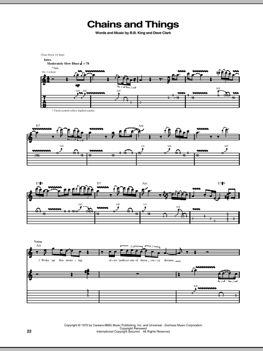 B.B. King Chains And Things sheet music notes and chords. Download Printable PDF.