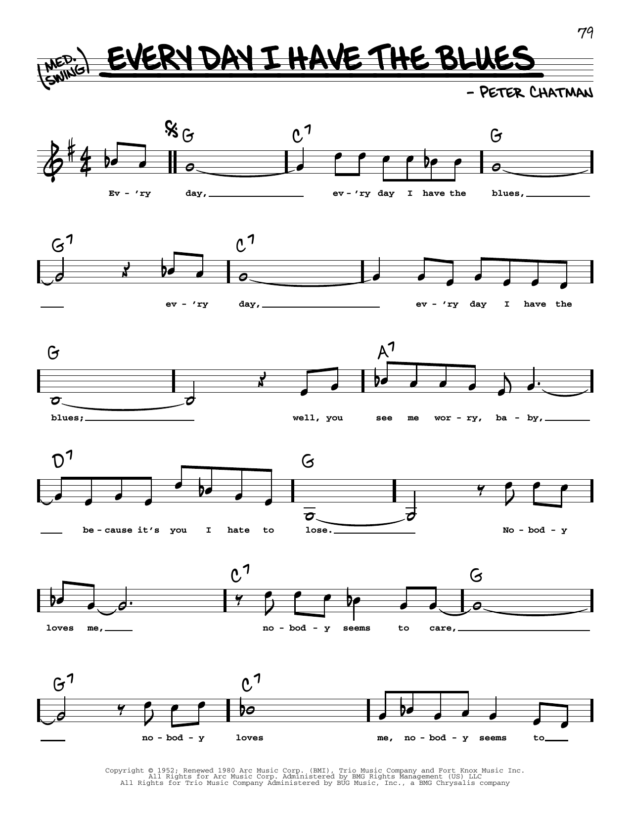 B.B. King Every Day I Have The Blues (Low Voice) sheet music notes and chords. Download Printable PDF.