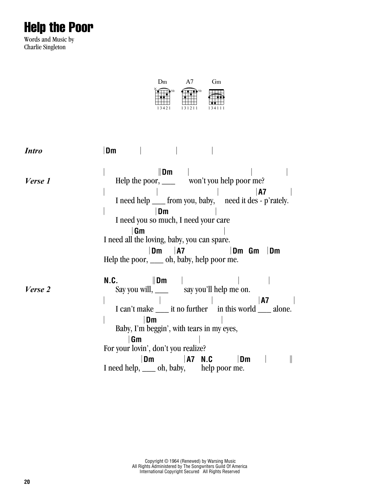 B.B. King Help The Poor sheet music notes and chords. Download Printable PDF.