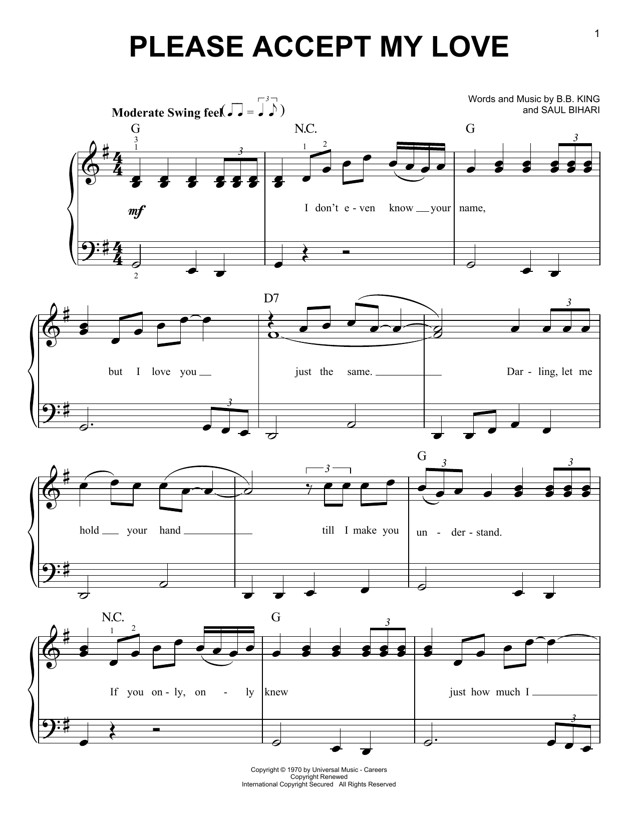 B.B. King Please Accept My Love sheet music notes and chords. Download Printable PDF.