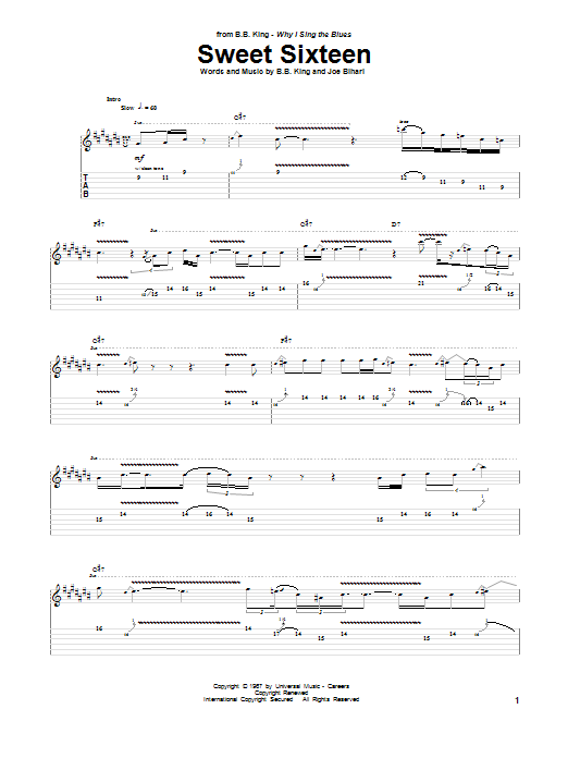 B.B. King Sweet Sixteen sheet music notes and chords. Download Printable PDF.