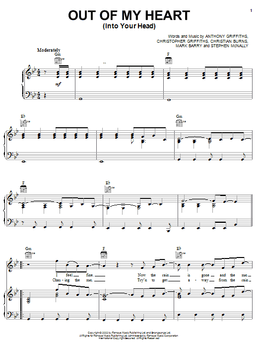 Learn to play BBMak Out Of My Heart (Into Your Head) sheet music for Ukulele in minutes. Price: 5.9900$ BBMak Out Of My Heart (Into Your Head) sheet music notes and chords arranged for Ukulele