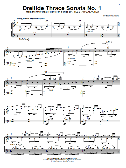 Learn to play Bear McCreary Dreilide Thrace Sonata No. 1 sheet music for Piano Solo in minutes. Price: 7.8900$ Bear McCreary Dreilide Thrace Sonata No. 1 sheet music notes and chords arranged for Piano Solo