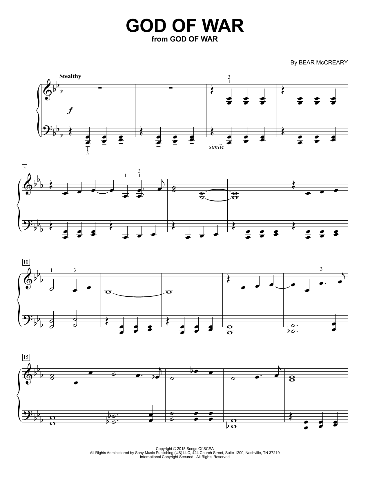 Learn to play Bear McCreary God Of War (from God of War Ragnarok) sheet music for Easy Piano Solo in minutes. Price: 6.9900$ Bear McCreary God Of War (from God of War Ragnarok) sheet music notes and chords arranged for Easy Piano Solo