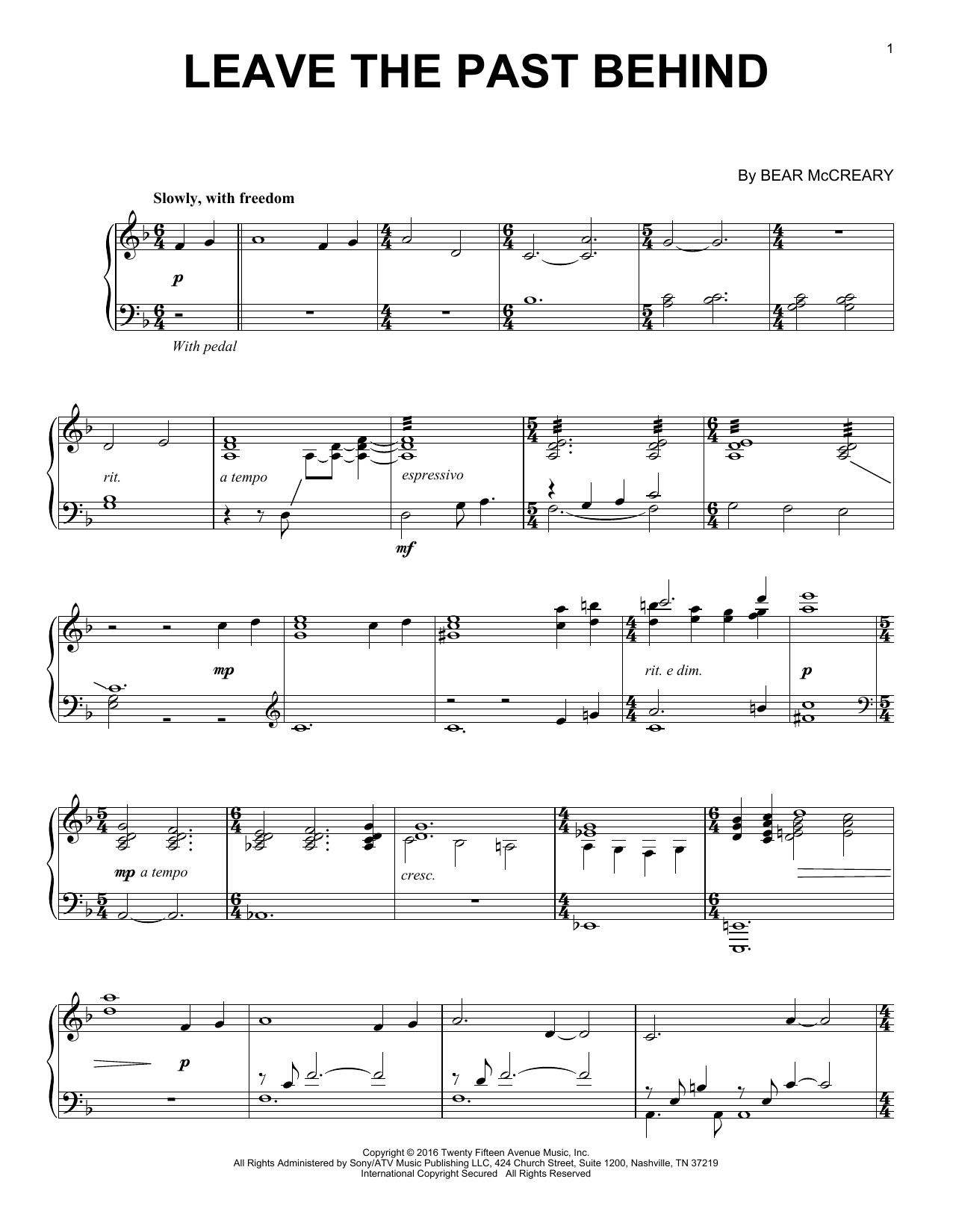 Learn to play Bear McCreary Leave The Past Behind (from Outlander) sheet music for Piano Solo in minutes. Price: 7.8900$ Bear McCreary Leave The Past Behind (from Outlander) sheet music notes and chords arranged for Piano Solo
