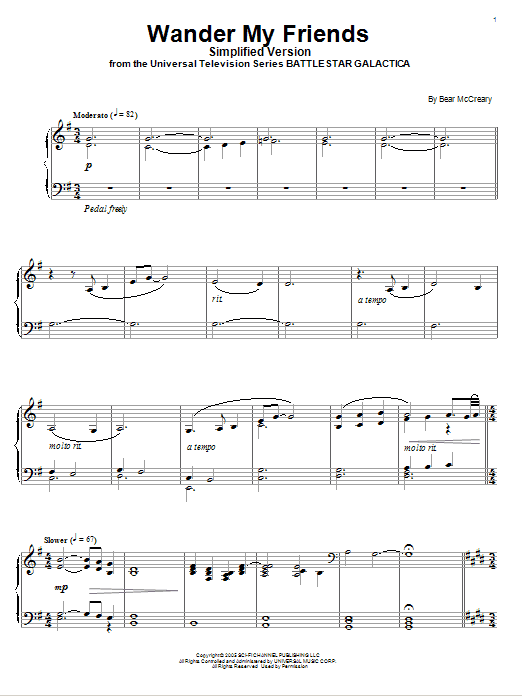 Learn to play Bear McCreary Wander My Friends (Simplified Version) sheet music for Piano Solo in minutes. Price: 7.8900$ Bear McCreary Wander My Friends (Simplified Version) sheet music notes and chords arranged for Piano Solo