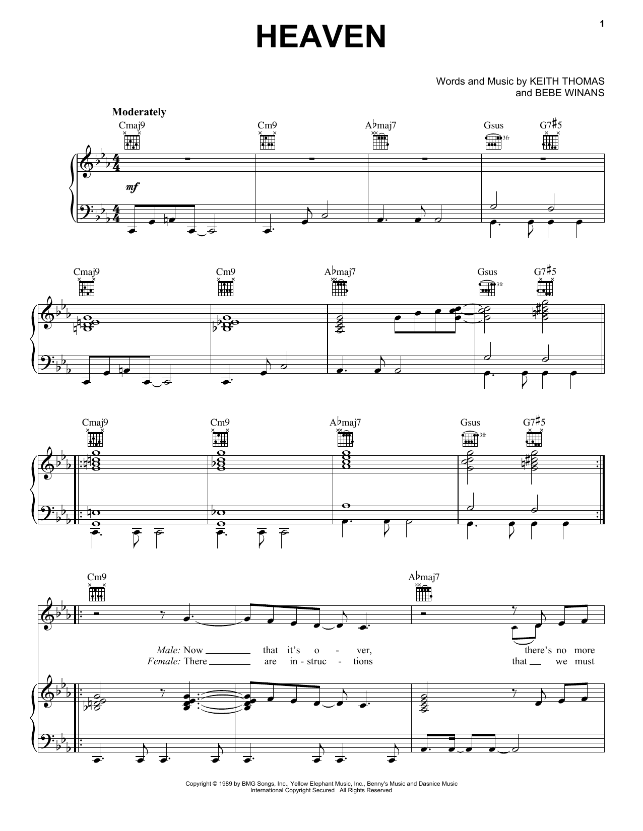 BeBe and CeCe Winans Heaven sheet music notes and chords. Download Printable PDF.