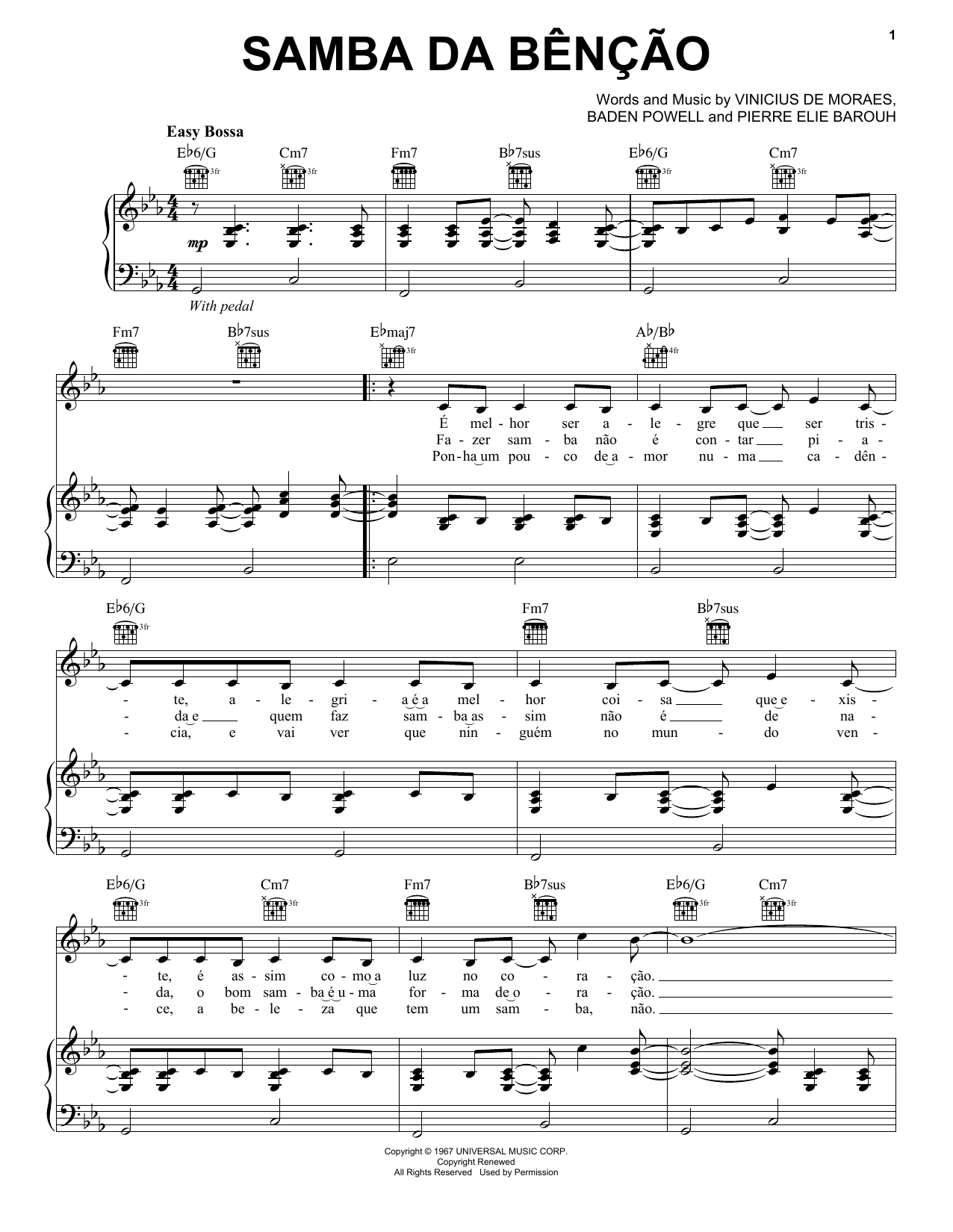 Bebel Gilberto Samba da Bencao sheet music notes and chords. Download Printable PDF.