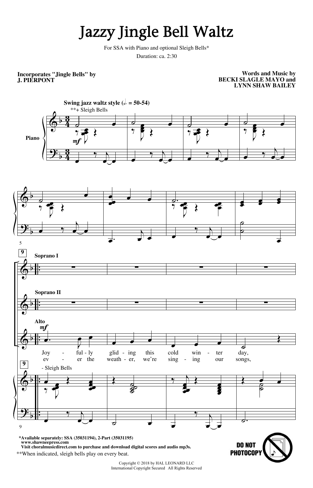 Becki Slagle Mayo Jazzy Jingle Bell Waltz sheet music notes and chords. Download Printable PDF.