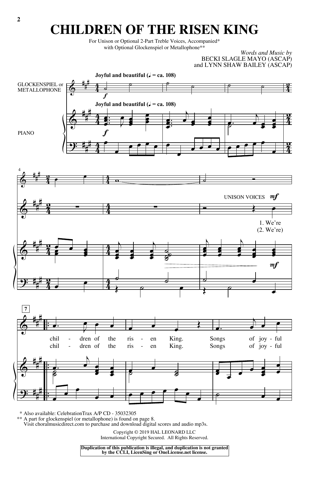 Learn to play Becki Slagle Mayo & Lynn Shaw Bailey Children Of The Risen King sheet music for Unison Choir in minutes. Price: 3.9900$ Becki Slagle Mayo & Lynn Shaw Bailey Children Of The Risen King sheet music notes and chords arranged for Unison Choir