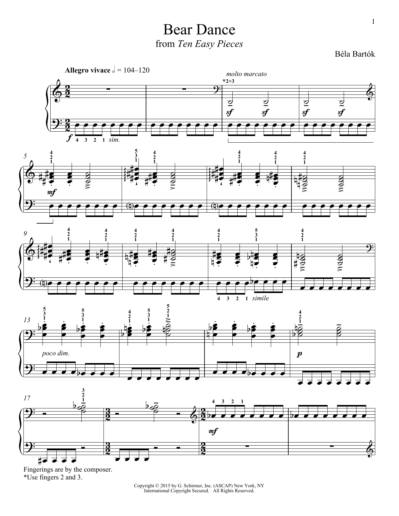 Learn to play Béla Bartók Bear Dance sheet music for Piano Solo in minutes. Price: 7.8900$ Béla Bartók Bear Dance sheet music notes and chords arranged for Piano Solo